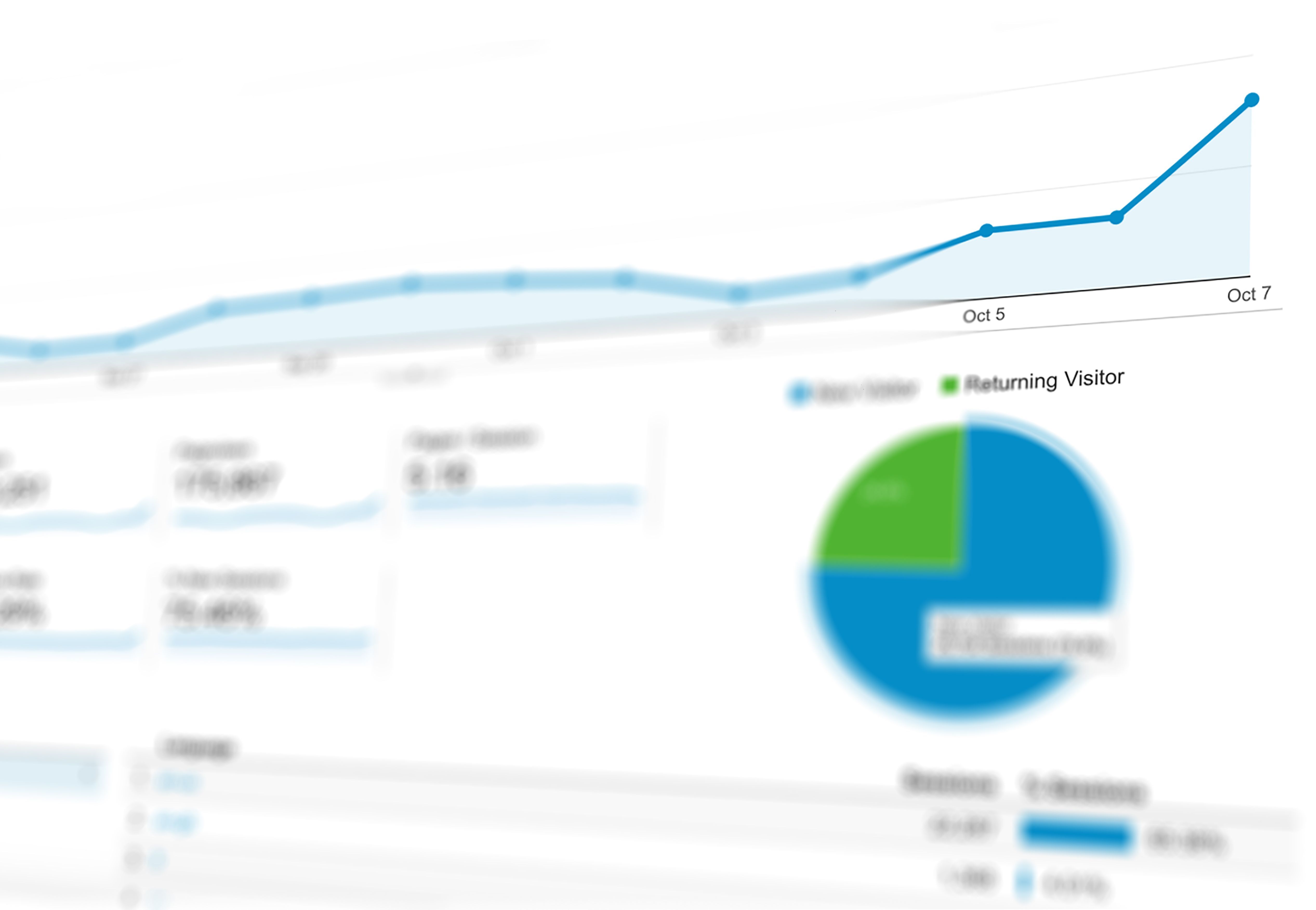 Analytics dashboard with a rising line chart and pie chart illustrating first-time gun buyer trend data.